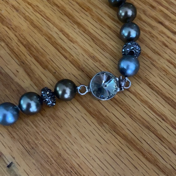 boutique hand knotted Jewelry - Gorgeous Glass Provincial Tone Pearl 925 Necklace